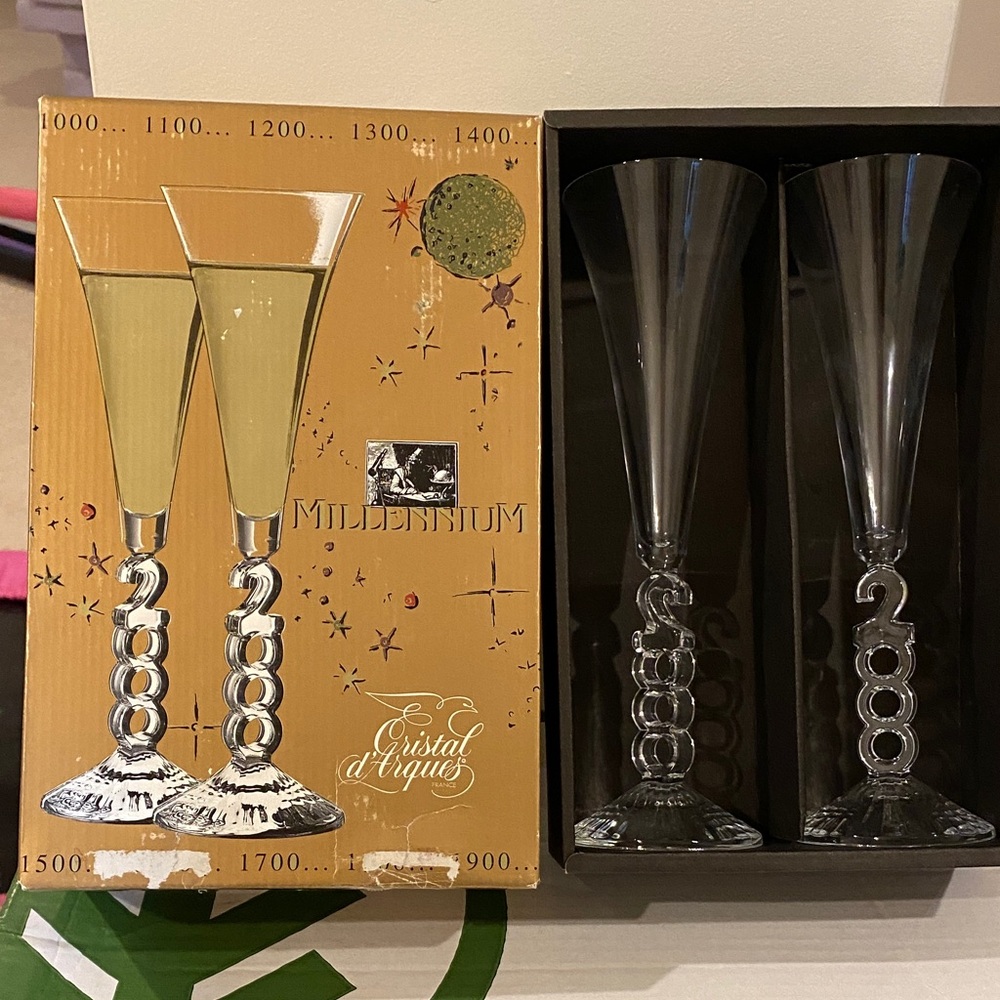 Vintage Cristal d'Arques Millennium Champagne Flutes